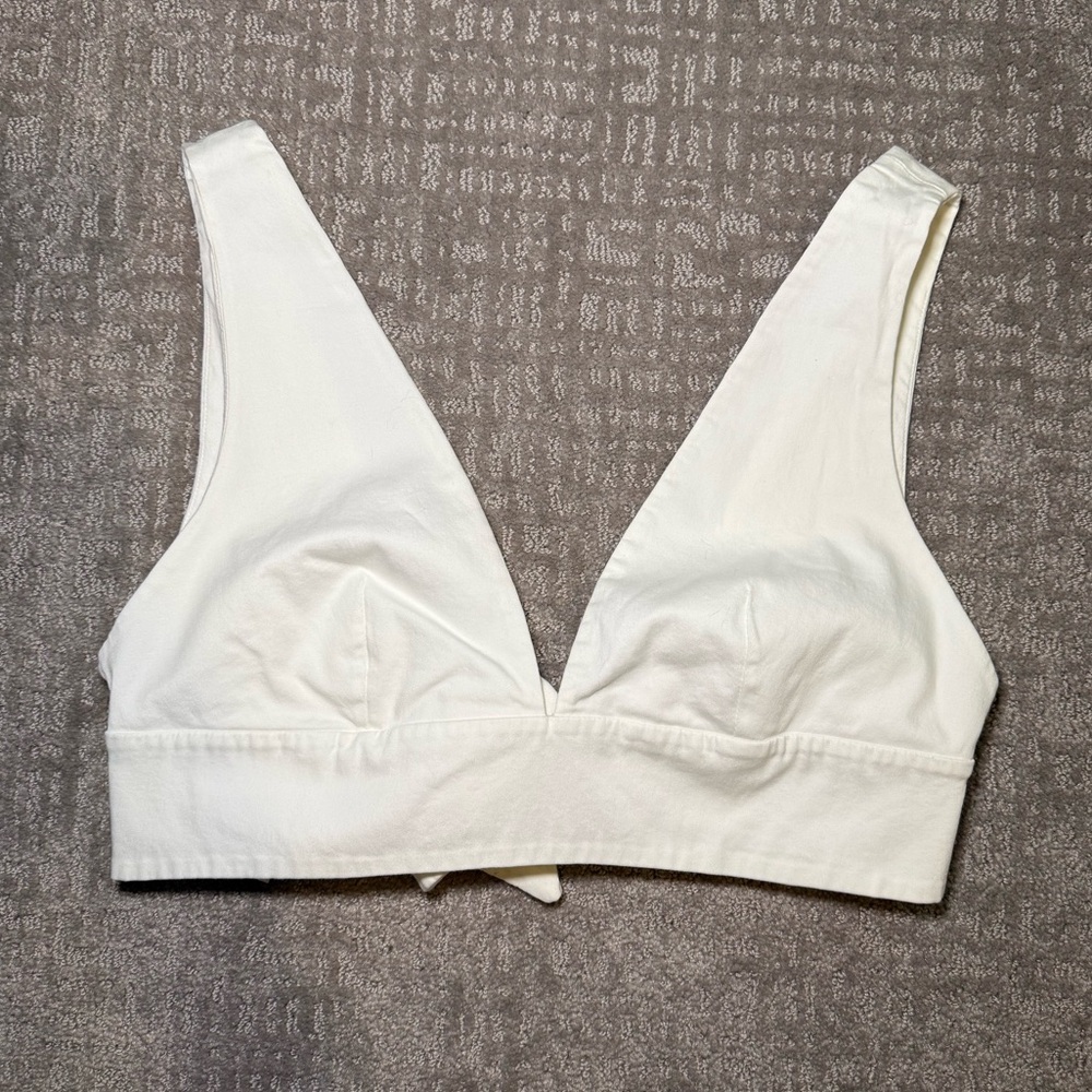 Reiss v neck white crop top